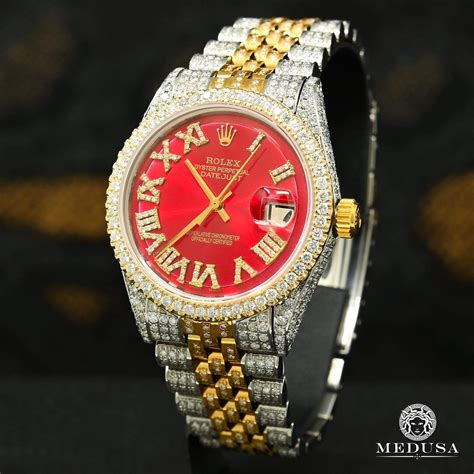 red rolex presidential iced out|iced out rolex for sale.